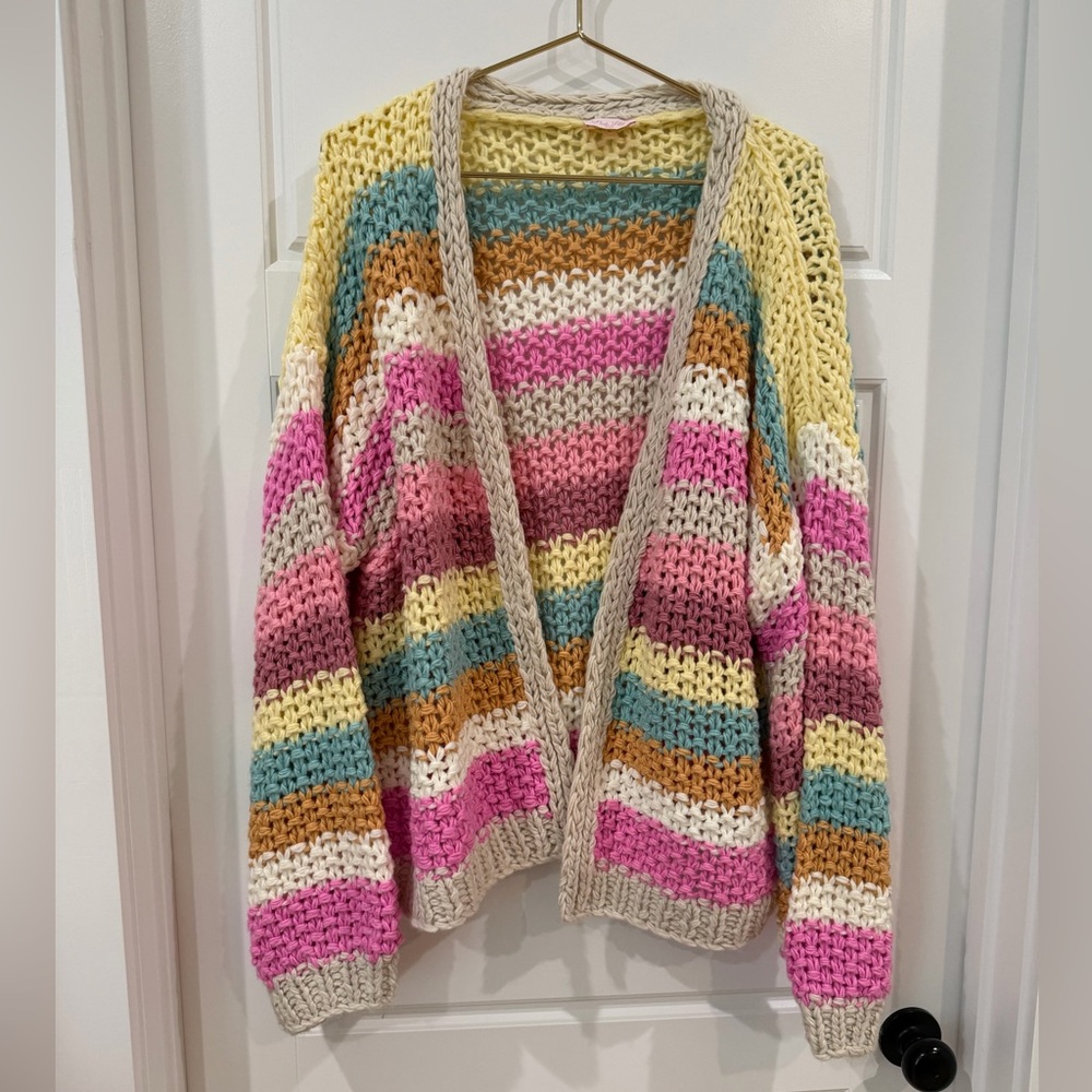 NEW Pink Lily Striped Cardigan - xxl